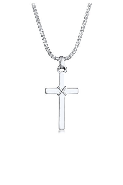 KUZZOI Halskette Herren Kreuzanhänger Flach Basic in 925 Sterling Silber