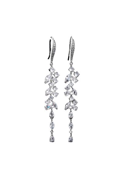 REDz Accessories Splendid Raindrop Earrings, Zirconia Crystals, Elegant, Women, Silver