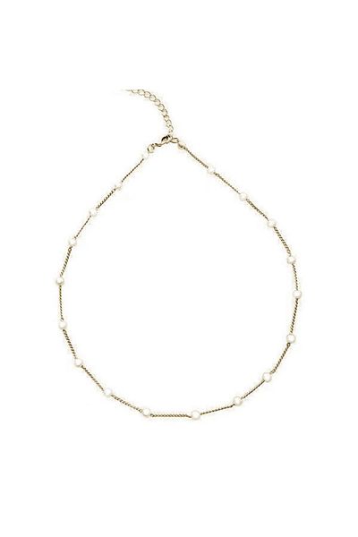 REDz Accessories Colier coreean cu perle, femei, perle, oțel inoxidabil, aur