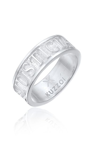 KUZZOI Ring Herrenband Schriftzug massiv aus 925 Sterling Silber