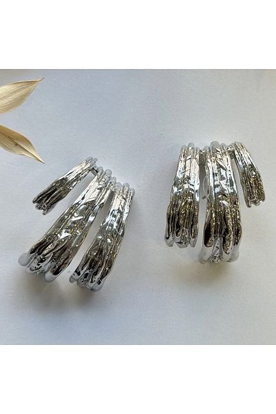 mos&more Silver 3-Piece Hoop Brand Women's Earrings