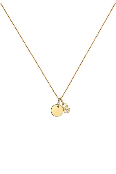 ELLI Halskette Kreis Geo Solitär Diamant (0,03 CT.) 585 Gelbgold