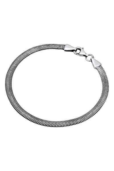 KUZZOI Armband Damen flach elegant Schlangenkette Fischgrät Trend aus 925 Sterling Silber
