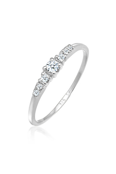 ELLI Ring Damen Verlobung Elegant mit Brillanten (0,11 ct.) in 585 Weißgold