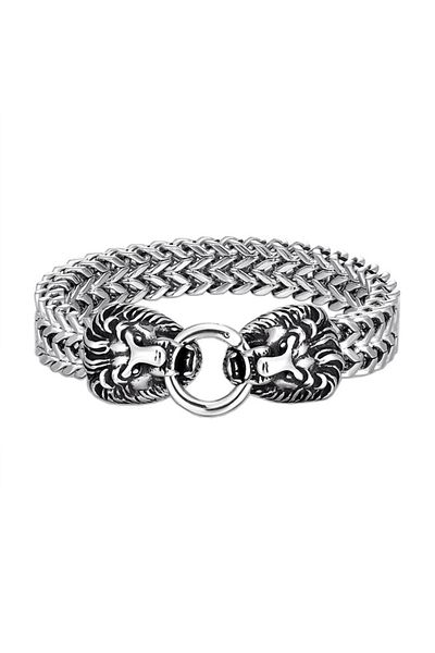 REDz Accessories Lion Link Bracelet, Men, Stainless-steel, Silver