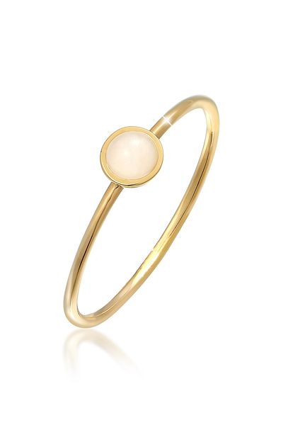 ELLI Ring Damen Solitär Basic Filigran mit Rosenquarz Edelstein in 375 Gelbgold