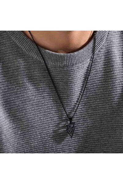 REDz Accessories Αλυσίδα Duo Triangle, Αλυσίδα Link, Ανδρική, 60cm, Μόδα, Ανοξείδωτο Ατσάλι, Μαύρο