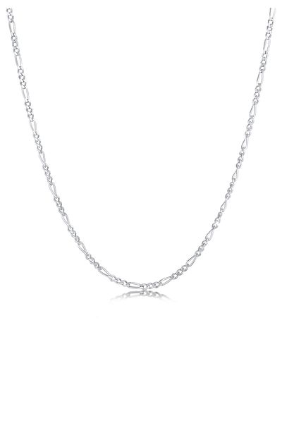 KUZZOI Halskette Herren Figarokette Basic Massiv Oxidiert aus 925 Sterling Silber