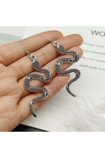 REDz Accessories Snake Earrings, Punk snake, Women, Stainless-Steel, Silver