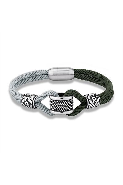 REDz Accessories Norse Two-tone Bracelet, Men, Textile, Magnetic, Green-gray