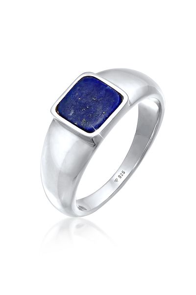 KUZZOI Ring Herren Siegelring Eckig Basic Robust Blau mit Sodalith in 925 Sterling Silber