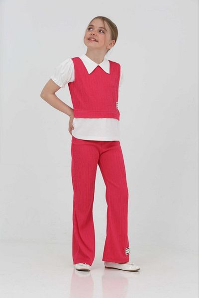 junior baby kids Girl Child Baby Collar Shirred Sleeve Pants Suit