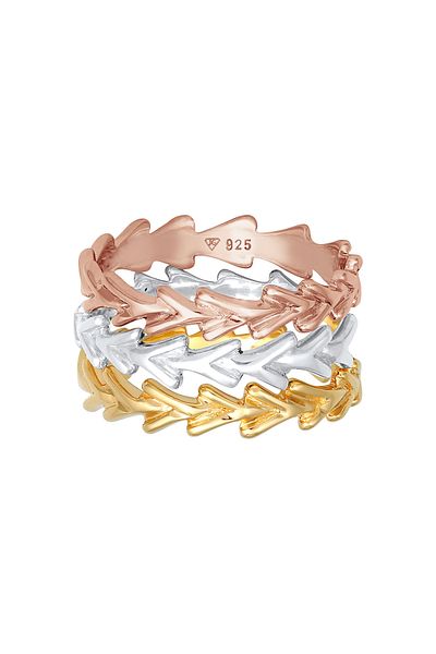 ELLI Ring Damen Stack Tricolor 3er Set aus 925 Sterling Silber