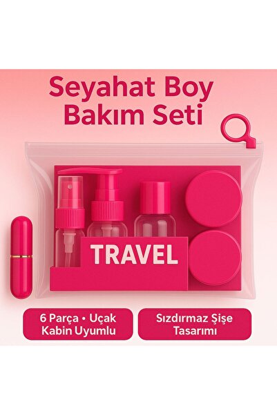 BRE HOME 6 Parça Renkli Seyahat Bakım ve Kozmetik Seti, Uçak Kabin Uyumlu, Pa...