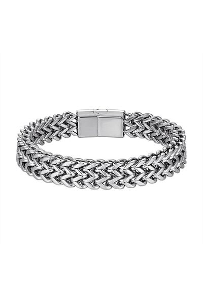 REDz Accessories Double Link Bracelet, Men, Stainless-steel, Silver