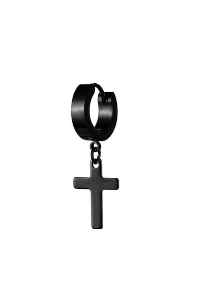 REDz Accessories Cercei cruce pentru bărbați, model cruce la modă, oțel inoxidabil, negru