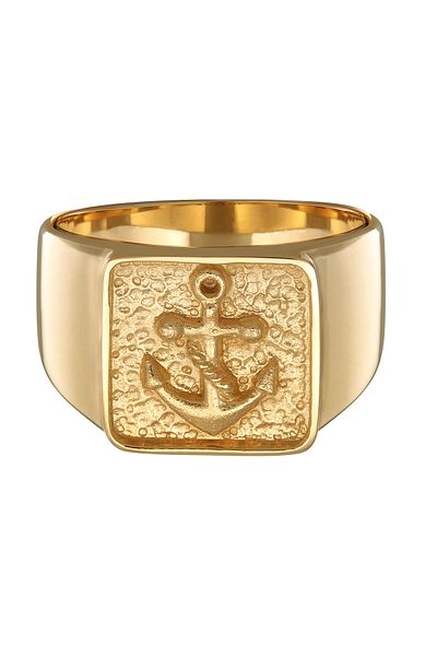 KUZZOI Ring Herren Siegelring Anker Basic aus 925 Sterling Silber oxidiert
