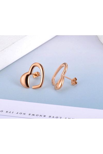 REDz Accessories Cercei cu inimă decupată, oțel inoxidabil, auriu-roz