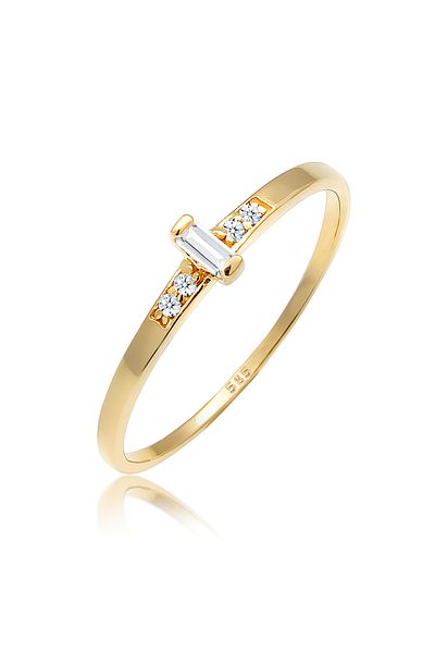 ELLI Ring Damen schlicht elegant mit Topas Edelstein und Diamant (0,04 CT.) in 585 Gelbgold