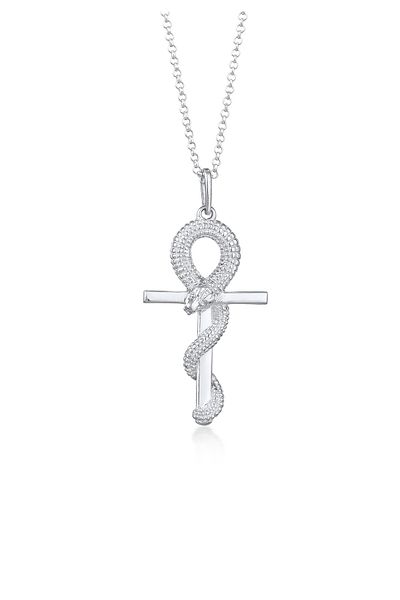 KUZZOI Halskette Herren Kreuz Anhänger Schlangensymbol in 925 Sterling Silber