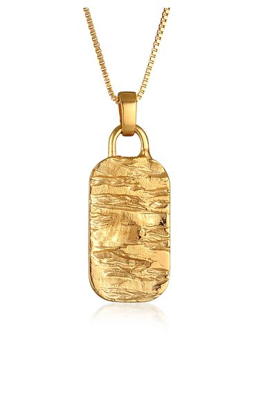 KUZZOI Halskette Herren Anhänger Plättchen gehämmert Militär aus 925 Sterling Silber
