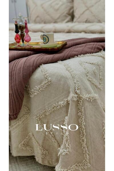 lusso stile ISKANDINAV Pattern Double Ecru 240x250 και 2 Μαξιλαροθήκες