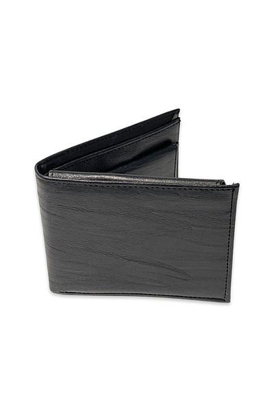 REDz Accessories Men's Leather Wallet, Horizontal Pattern, Black