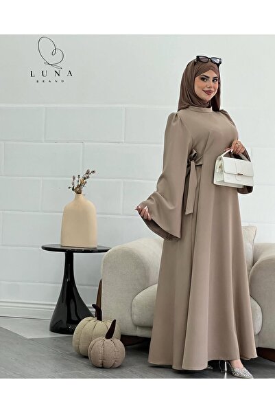 Esre Store 4516 - فستان حجاب مربوط بيج