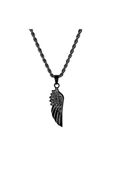 REDz Accessories Αλυσίδα φτερών, μοντέρνα φτερό, ανοξείδωτο ατσάλι, μαύρο