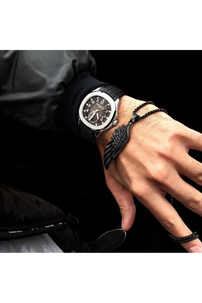 REDz Accessories Αλυσίδα φτερών, μοντέρνα φτερό, ανοξείδωτο ατσάλι, μαύρο