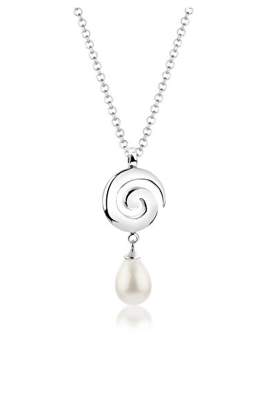 Nenalina Necklace Muschelkernperle Tropfen Drop Spirale 925er Silber