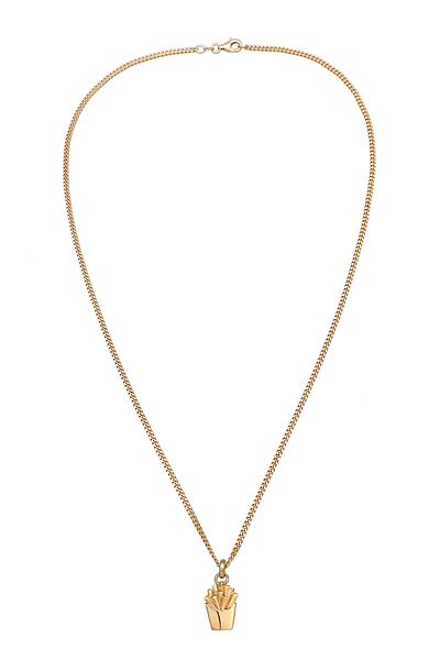 KUZZOI Halskette Pommes Anhänger 925 Sterling Silber Vergoldet