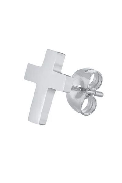 REDz Accessories Cross Earring, Gothic Punk, For Men, Screw Closure, Trendy, Stainless-steel, Silver