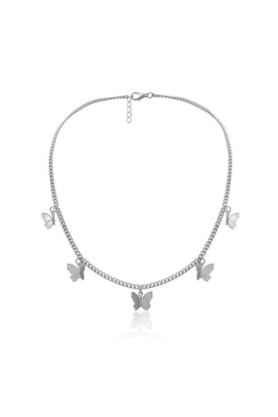 REDz Accessories Τσόκερ Πεταλούδας, Πολυτελής πεταλούδα, Γυναικεία, Μόδα, Ανοξείδωτο ατσάλι, Ασημί