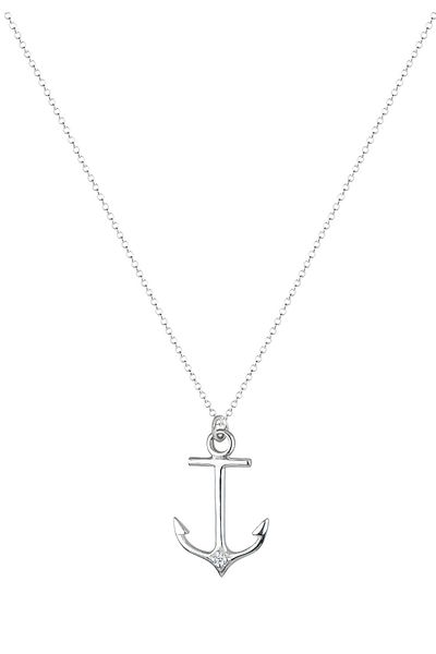 ELLI Necklace Anker Maritim Diamant (0.03 CT.) 925 Silber