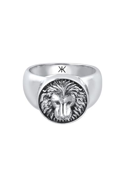 KUZZOI Ring Herren Siegelring Löwe massiv klobig Trend aus 925 Sterling Silber