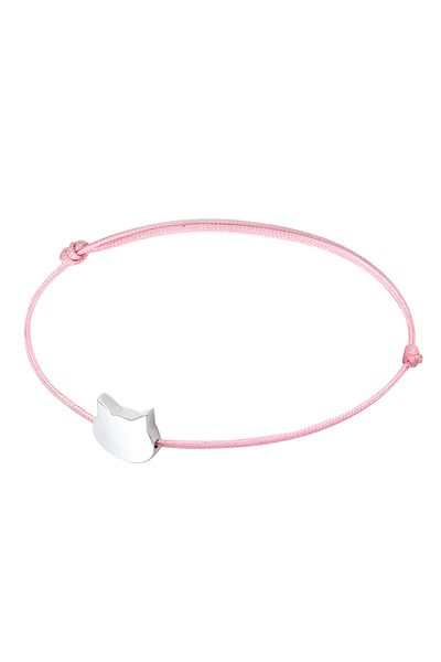 ELLI Bracelet Kinder Kids Katze Rosa Nylon Niedlich 925 Silber
