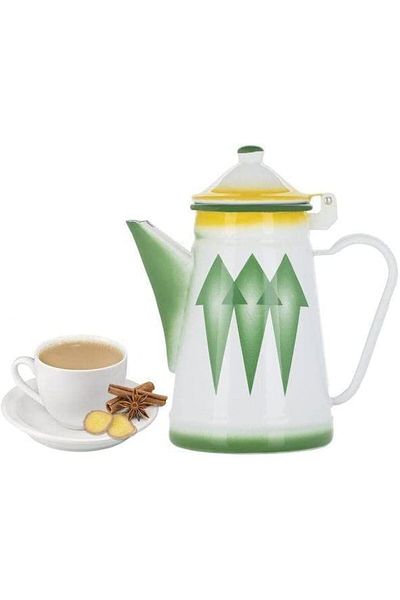 ALSAIF Alsayf Milk Jar Coated With Enamel From Diamond Design, 15 Cm, Green