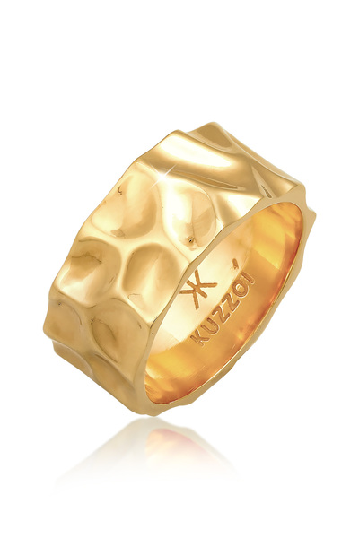 KUZZOI Ring Herren Bandring gehämmert Used Look massiv in 925 Sterling Silber