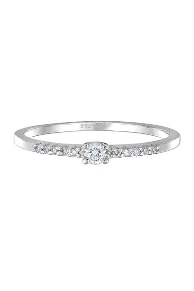 ELLI Ring Damen Verlobung Funkelnd mit Diamant (0,11 ct) in 585 Weißgold