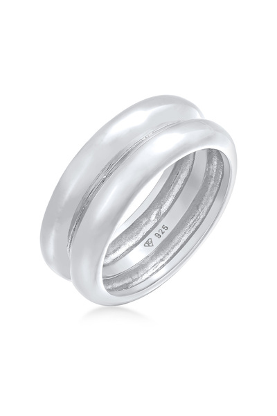ELLI Ring Damen Band Geschwungen Chunky Basic Trend in 925 Sterling Silber