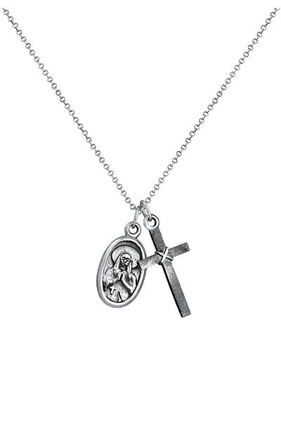 KUZZOI Halskette Herr Maria Bild Kreuz Religion Glaube in 925 Sterling Silber