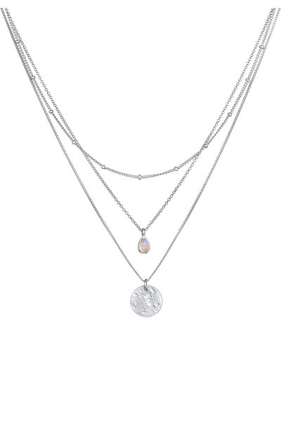 ELLI Halskette Damen Layer Plate Antik mit Mondstein in 925 Sterling Silber