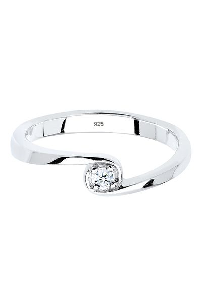 ELLI Ring Solitär Verlobung Diamant 0.03 Ct. 925 Silber