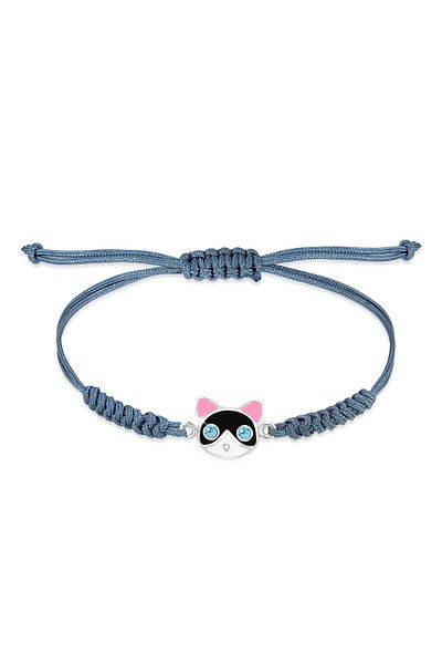ELLI Armband Katze Sweet Emaille Nylon Kristalle 925 Sterling Silber