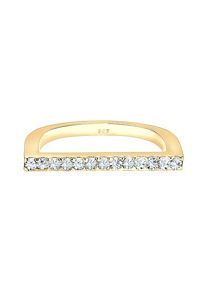 ELLI Ring Damen Stapelbar Mit Kristallen Geo In 925 Sterling Silber