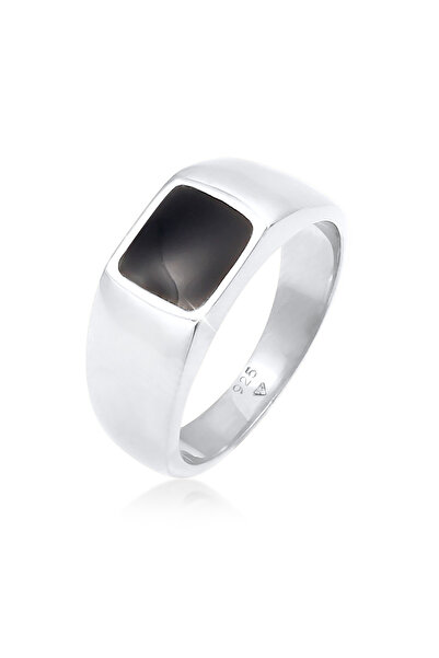 ELLI Ring Damen Siegelring Emaille Rechteck klassisch 925 Sterling Silber