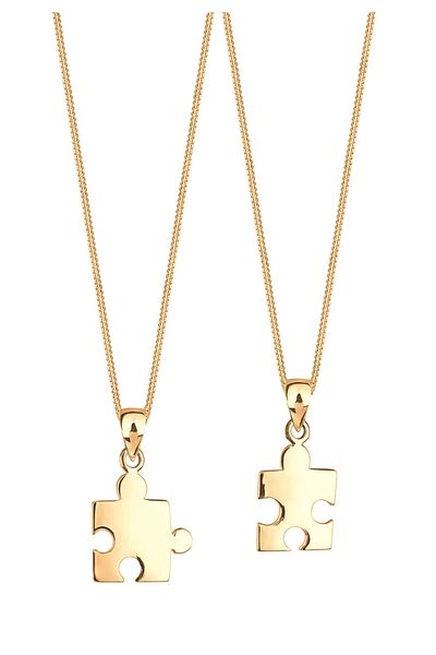 ELLI Halskette Damen Puzzle Anhänger Set Partnerbindung in 925 Sterling Silber