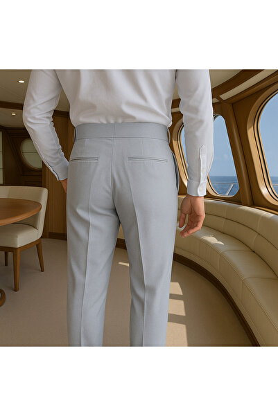 town walker Erkek Italyan Kesim Kumaş Pantolon Bel Düğmeli Old Money tarz