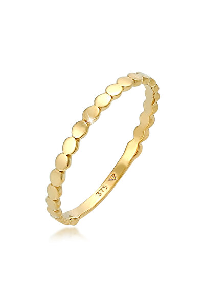 ELLI Ring Damen Bandring Plättchen Rund Stapel Basic Trend in 375 Gelbgold
